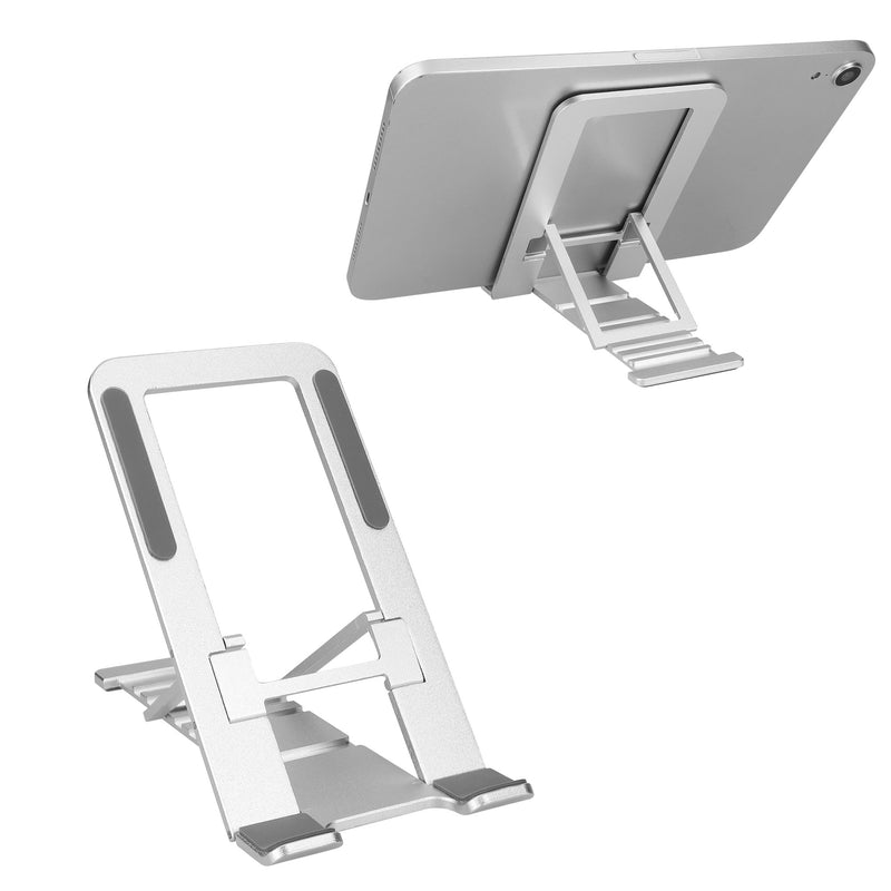 kwmobile Tabletständer für Portable Monitor / Tablet Halter - Aluminium Tablet Halterung verstellbar - Handyhalterung kompakt - portabler Monitor Ständer - Silber Silber  
