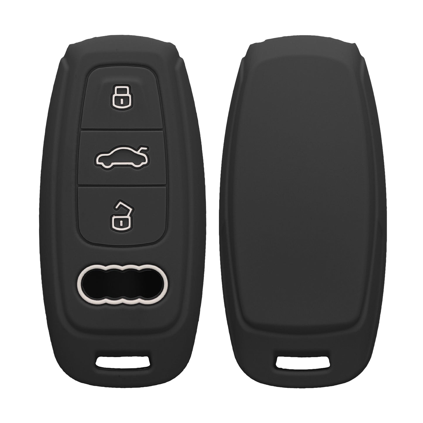 kwmobile Autoschlüssel Silikon Hülle kompatibel mit Audi A6 A7 A8 Q7 Q8 3-Tasten Autoschlüssel Keyless - Schlüsselhülle in Schwarz matt Schwarz matt  