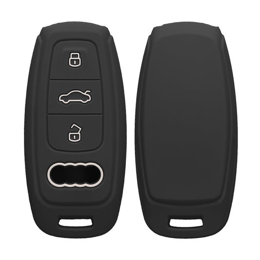 kwmobile Autoschlüssel Silikon Hülle kompatibel mit Audi A6 A7 A8 Q7 Q8 3-Tasten Autoschlüssel Keyless - Schlüsselhülle in Schwarz matt Schwarz matt  