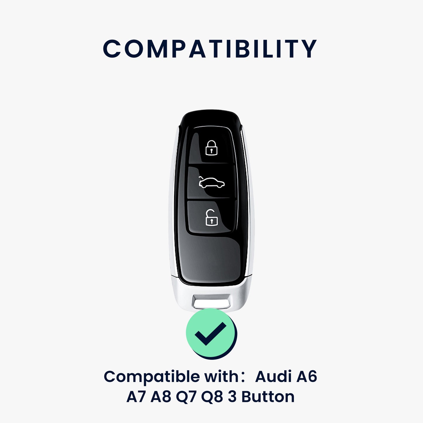 kwmobile Car Key Cover Compatible with Audi A6 A7 A8 Q7 Q8 3-Button Car Key Keyless
