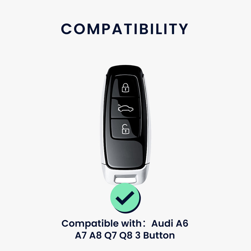 kwmobile Car Key Cover Compatible with Audi A6 A7 A8 Q7 Q8 3-Button Car Key Keyless