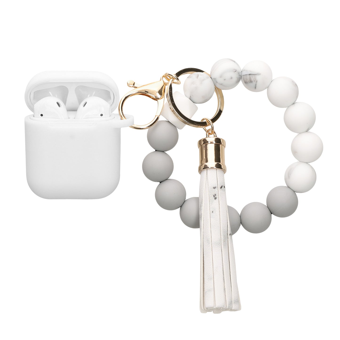 kwmobile Case for Apple Airpods 1 & 2 with Loop - Protective Cover with Keychain - Headphone Cover