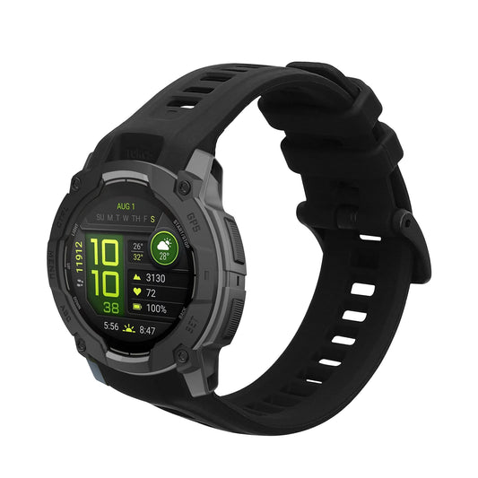 kwmobile 1x Uhrenarmband für Garmin Instinct 3 45mm Armband - Fitnesstracker Band Set aus TPU Silikon - Ersatzarmband Smartwatch - Schwarz Schwarz  