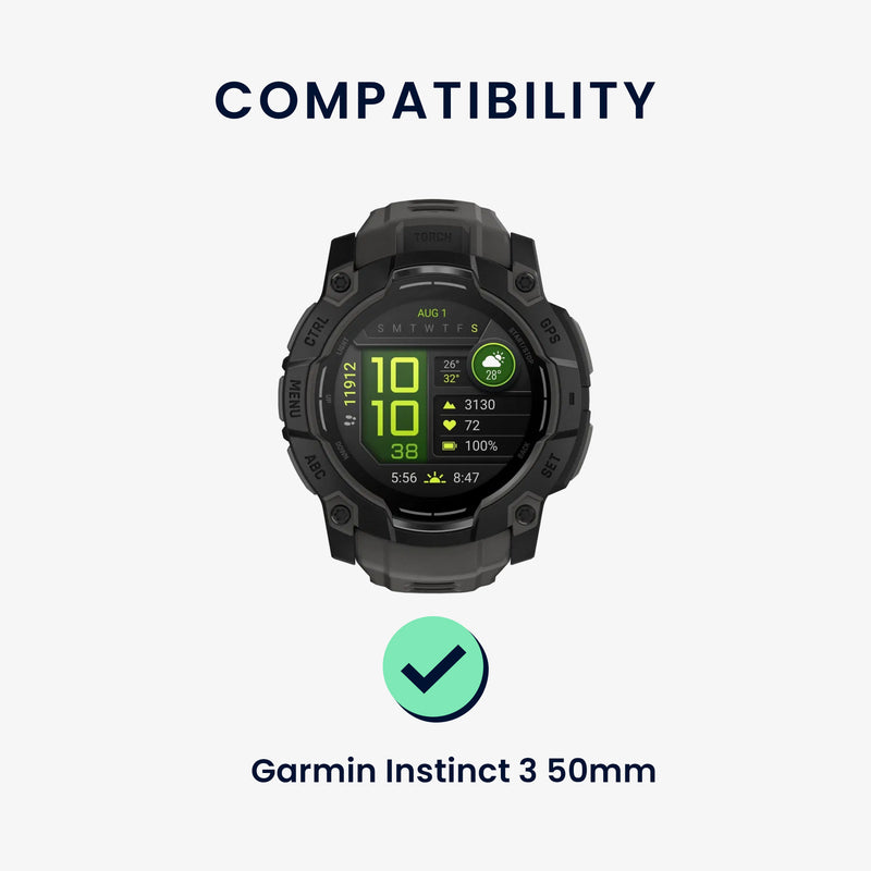 kwmobile Silicone Watch Strap for Garmin Instinct 3 50mm Band Replacement Strap for Fitness Tracker Replacement Band Smartwatch