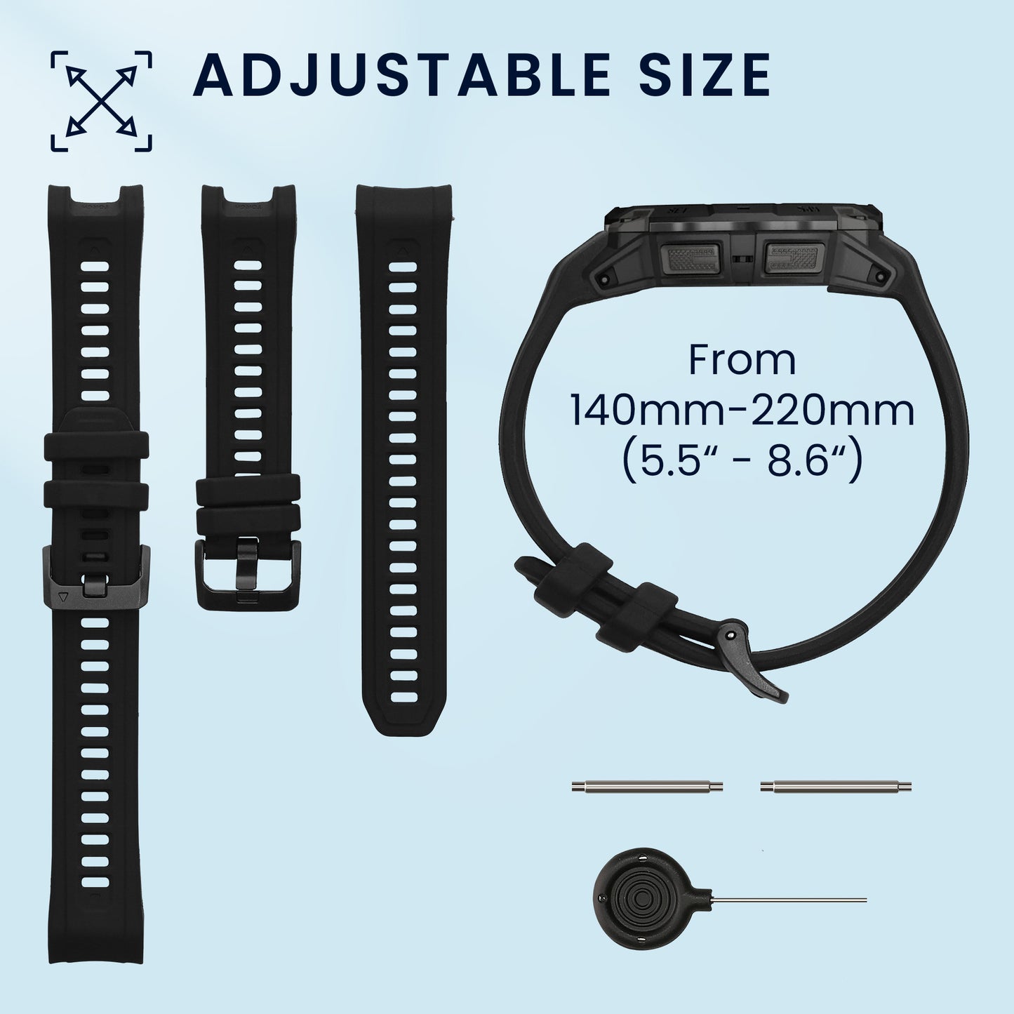 kwmobile Silicone Watch Strap for Garmin Instinct 3 50mm Band Replacement Strap for Fitness Tracker Replacement Band Smartwatch