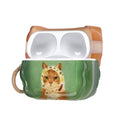 kwmobile In-Ear Kopfhörer Case für Apple Airpods Pro 2 / Pro 1 Hülle mit Karabiner - Headphones Case - Earphones Cover Etui - Katze mit Tuch Grün  [dsg05]