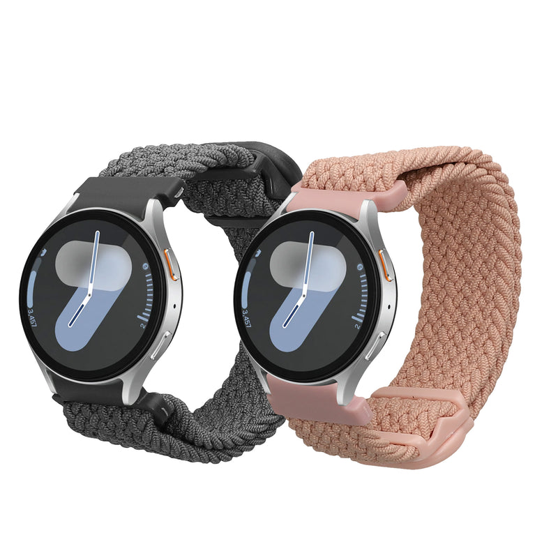 kwmobile 2x Uhrenarmband für Samsung Galaxy Watch 4 / 5 / 6 Galaxy Watch 7 / FE Armband - Fitnesstracker Band Set aus Nylon - Ersatzarmband Smartwatch - Grau Altrosa Grau  [dsg02]