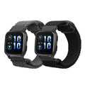 kwmobile 2x Uhrenarmband für Garmin Venu Sq 2 Music / Sq 2 / Vivoactive 6 / Vivoactive 5 Armband - Fitnesstracker Band Set aus Nylon - Ersatzarmband Smartwatch - Schwarz Grau Schwarz  [dsg01]