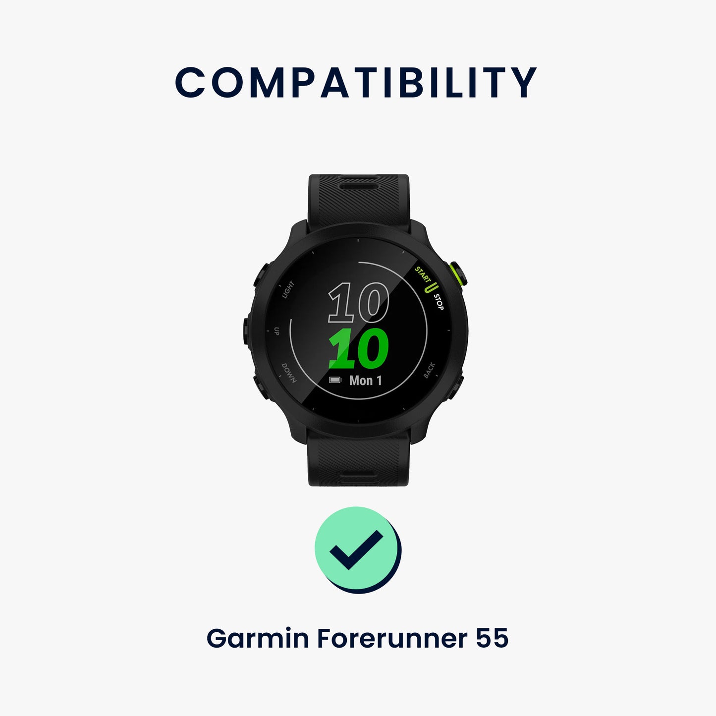 kwmobile Watch Strap for Garmin Forerunner 55 / Forerunner 165 / 245 / 645 / 570 42mm Strap Fitness Tracker Band Set Replacement Strap Smartwatch