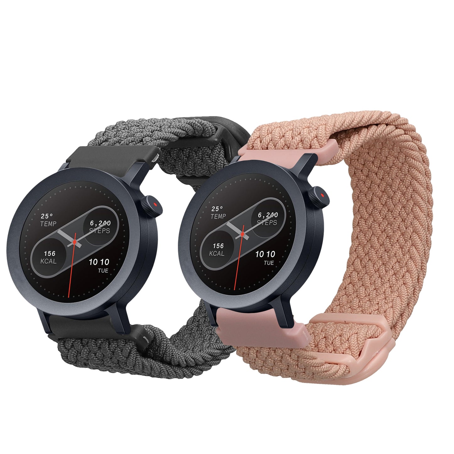 kwmobile 2x Uhrenarmband für CMF Watch Pro 2 / Watch Pro 1 Armband - Fitnesstracker Band Set aus Nylon - Ersatzarmband Smartwatch - Grau Altrosa Grau  [dsg02]