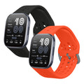 kwmobile 2x Uhrenarmband für Amazfit Bip 6 Armband - Fitnesstracker Band Set aus TPU Silikon - Ersatzarmband Smartwatch - Schwarz Orange Schwarz  [dsg02]