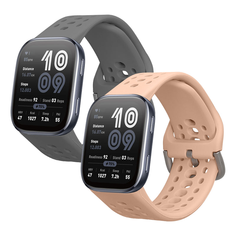 kwmobile Silikon Uhrenarmband für Amazfit Bip 6 Armband - Ersatzarmband für Fitnesstracker - Wechselarmband Smartwatch - Dunkelgrau Altrosa Dunkelgrau  [dsg04]
