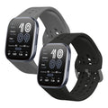 kwmobile Silikon Uhrenarmband für 22mm Amazfit Bip 6 / Bip 5 Unity / Bip 5 / GTS 3 / Balance 2 / Helio Strap Armband - Ersatzarmband für Fitnesstracker - Wechselarmband Smartwatch - Schwarz Dunkelgrau Schwarz  [dsg05]