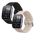 kwmobile 2x Uhrenarmband für 22mm Amazfit Bip 6 / Bip 5 Unity / Bip 5 / GTS 3 / Balance 2 / Helio Strap Armband - Fitnesstracker Band Set aus TPU Silikon - Ersatzarmband Smartwatch - Schwarz Beige Schwarz  [dsg06]