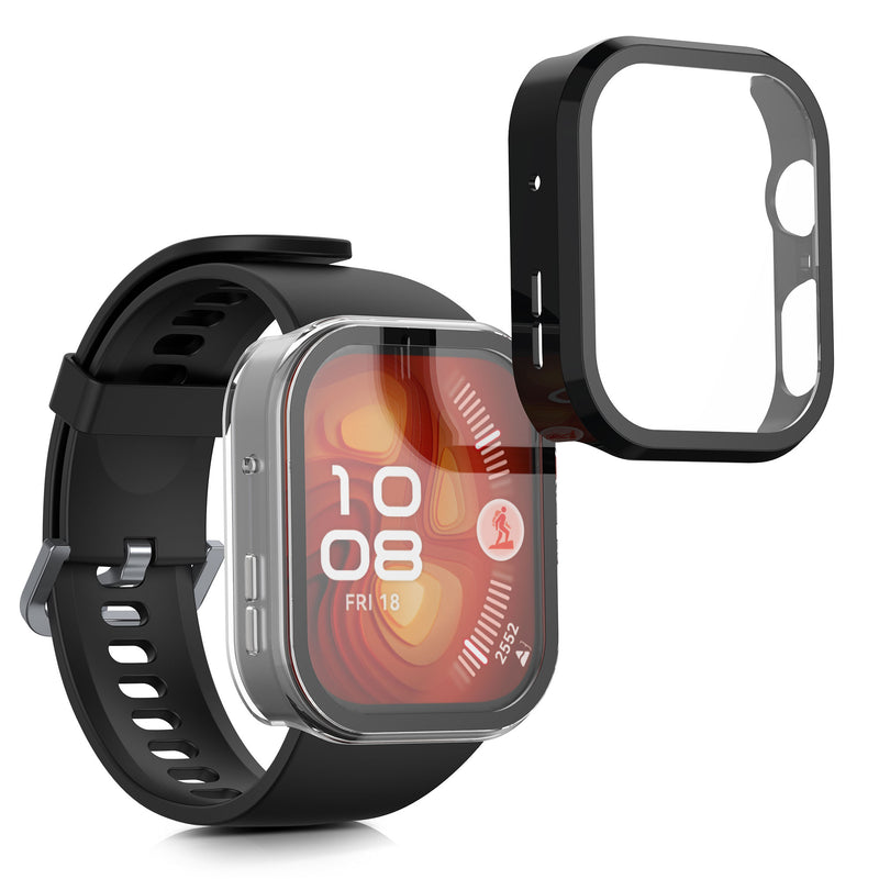 kwmobile Glass Case for Huawei Watch Fit 4 Pro Protective Cover Full Body Fitness Tracker Case Set