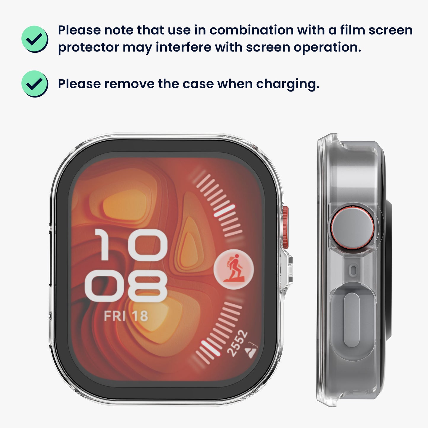 kwmobile Glass Case for Huawei Watch Fit 4 Pro Protective Cover Full Body Fitness Tracker Case Set
