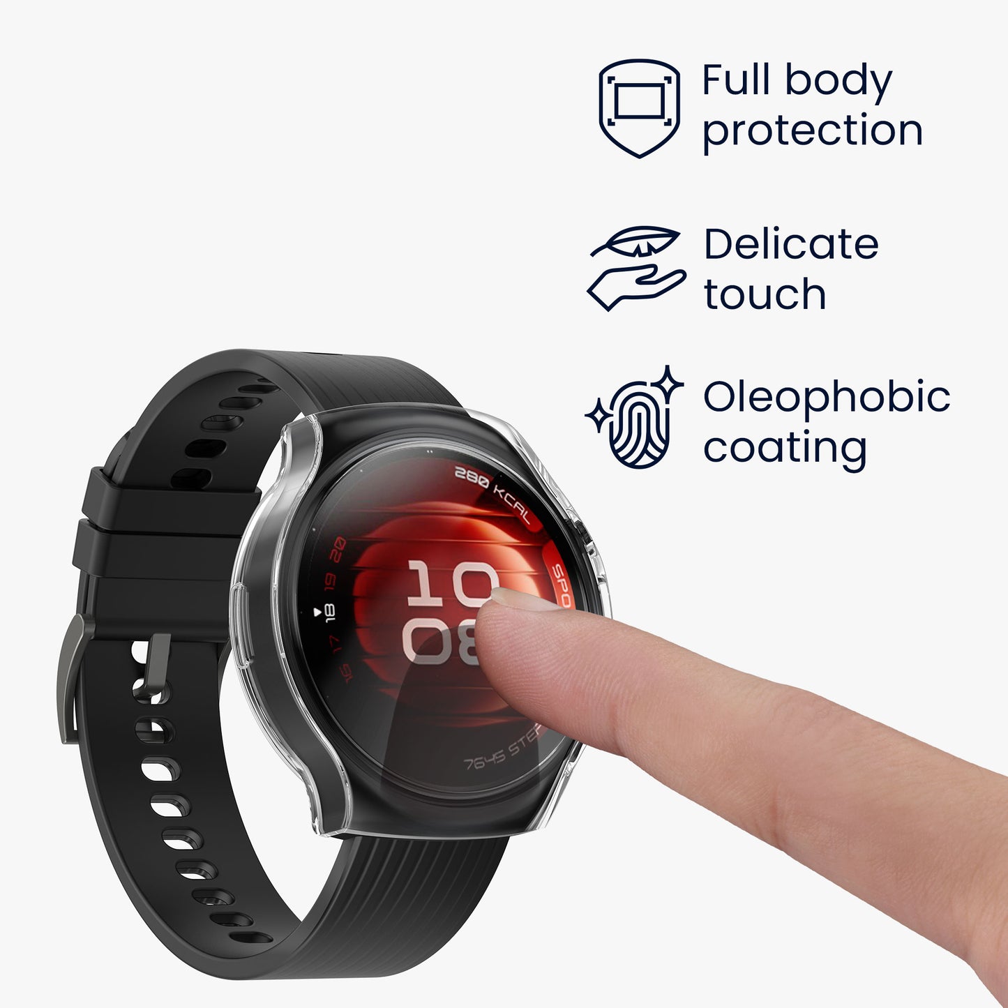 kwmobile Silicone Case for Huawei Watch 5 42mm Protective Case Full Body Display Cover Set