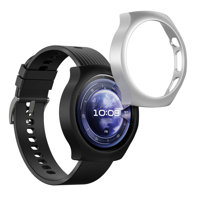 kwmobile 2x Hülle kompatibel mit Huawei Watch 5 46mm - Fitnesstracker Case Set Schwarz Silber - ohne Tracker Schwarz  [dsg02]