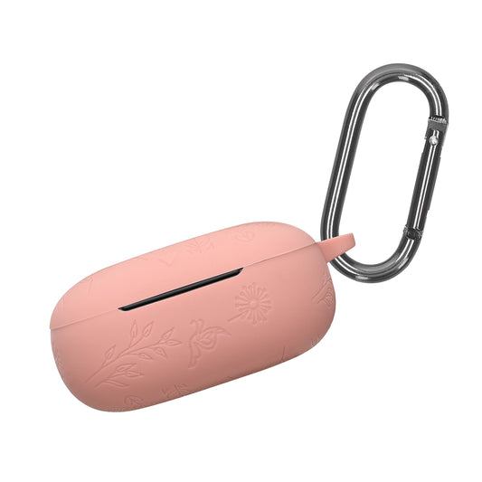 kwmobile Silikon Case für Anker Soundcore Liberty 5 Hülle - Kopfhörer Schutzhülle mit Karabiner - Geprägtes Muster Dark Rose Dark Rose  [dsg01]