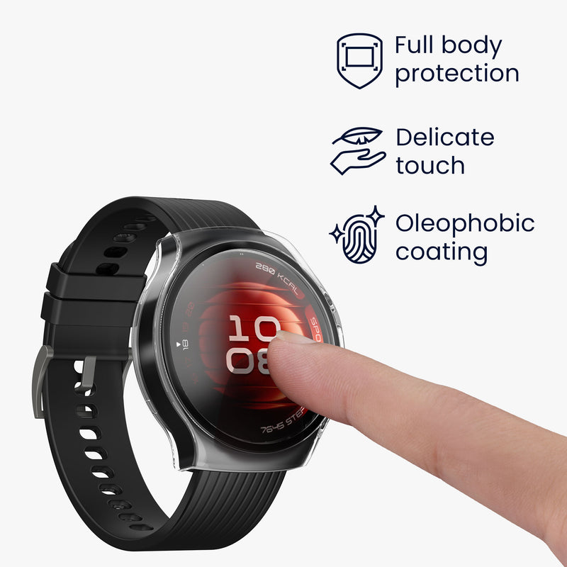 kwmobile Glass Case for Huawei Watch 5 42mm Protective Full Body Fitness Tracker Case Set