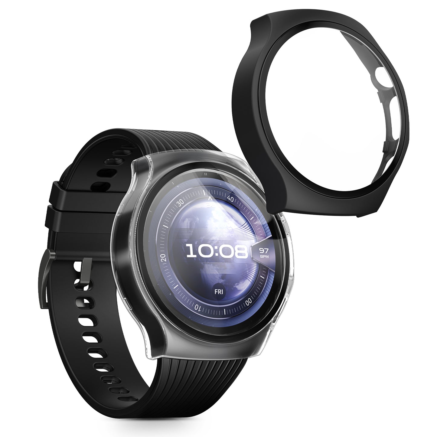 kwmobile Glass Case for Huawei Watch 5 46mm Protective Cover Fullbody Fitness Tracker Case Set