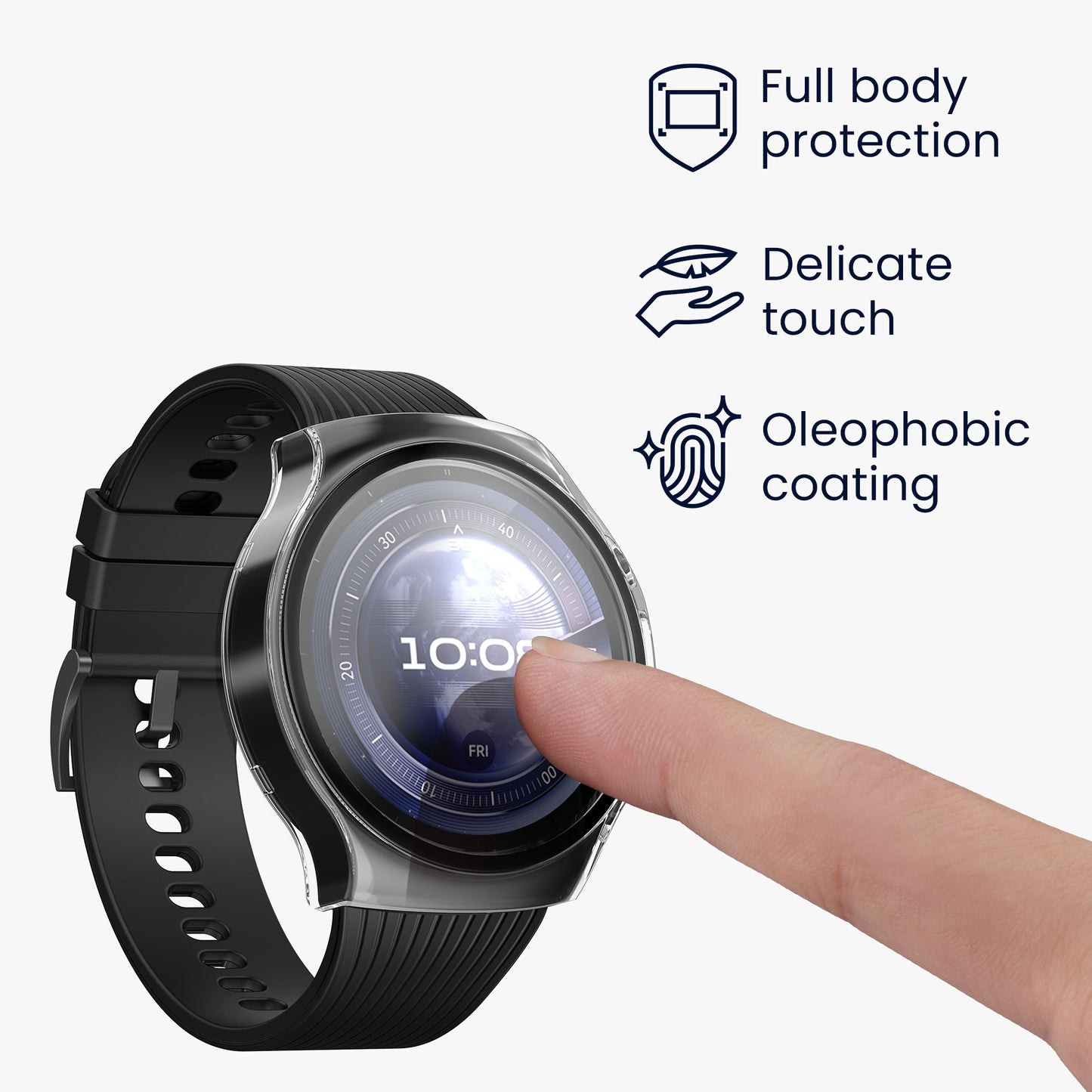 kwmobile Glass Case for Huawei Watch 5 46mm Protective Cover Fullbody Fitness Tracker Case Set
