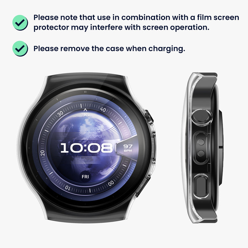 kwmobile Glass Case for Huawei Watch 5 46mm Protective Cover Fullbody Fitness Tracker Case Set