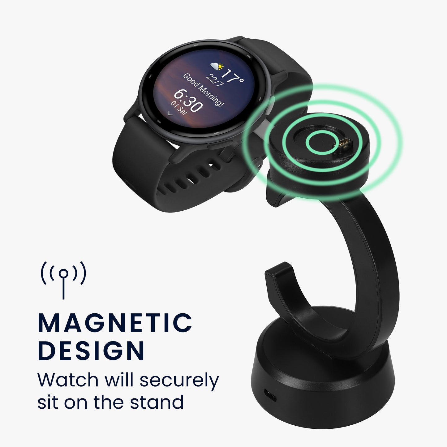 kwmobile USB Charger compatible with Garmin Vivoactive 6 / Vivoactive 5 / Forerunner 55 255 165 965 USB Cable Charger Stand Smartwatch Charging Station Charging Cable with Stand Function