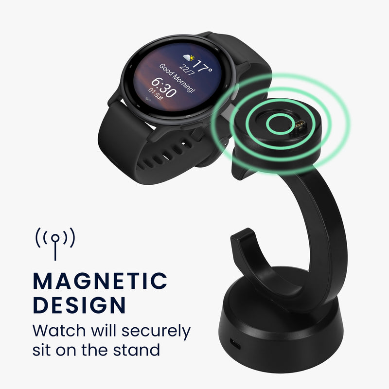 kwmobile USB Charger compatible with Garmin Vivoactive 6 / Vivoactive 5 / Forerunner 55 255 165 965 USB Cable Charger Stand Smartwatch Charging Station Charging Cable with Stand Function