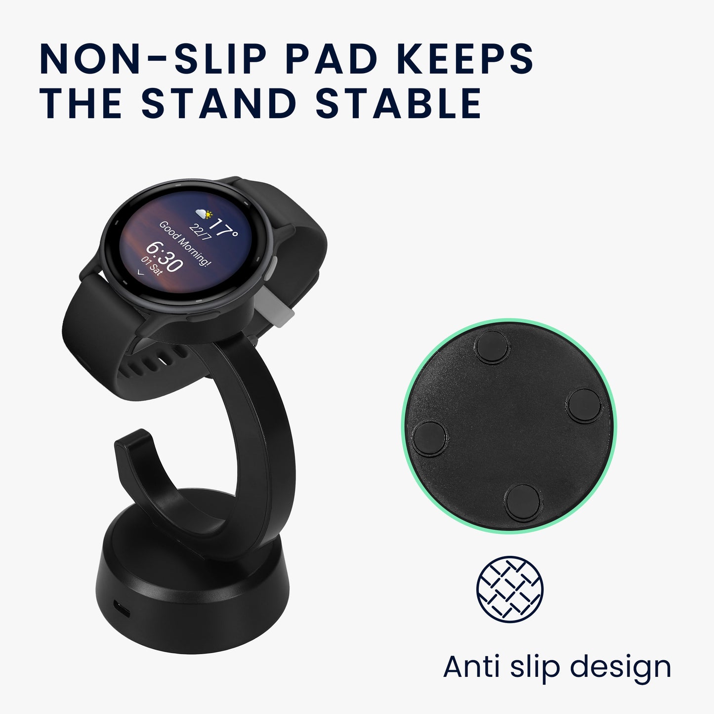kwmobile USB Charger compatible with Garmin Vivoactive 6 / Vivoactive 5 / Forerunner 55 255 165 965 USB Cable Charger Stand Smartwatch Charging Station Charging Cable with Stand Function