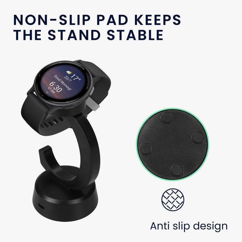 kwmobile USB Charger compatible with Garmin Vivoactive 6 / Vivoactive 5 / Forerunner 55 255 165 965 USB Cable Charger Stand Smartwatch Charging Station Charging Cable with Stand Function
