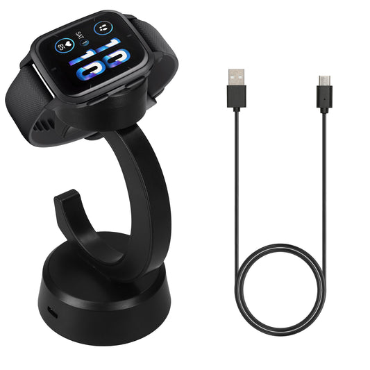 kwmobile USB Ladegerät kompatibel mit Garmin Venu Sq 2 Music / Sq 2 / Vivoactive 6 / Vivoactive 5 - USB Kabel Charger Stand - Smart Watch Ladestation - Ladekabel mit Standfunktion in Schwarz Schwarz  