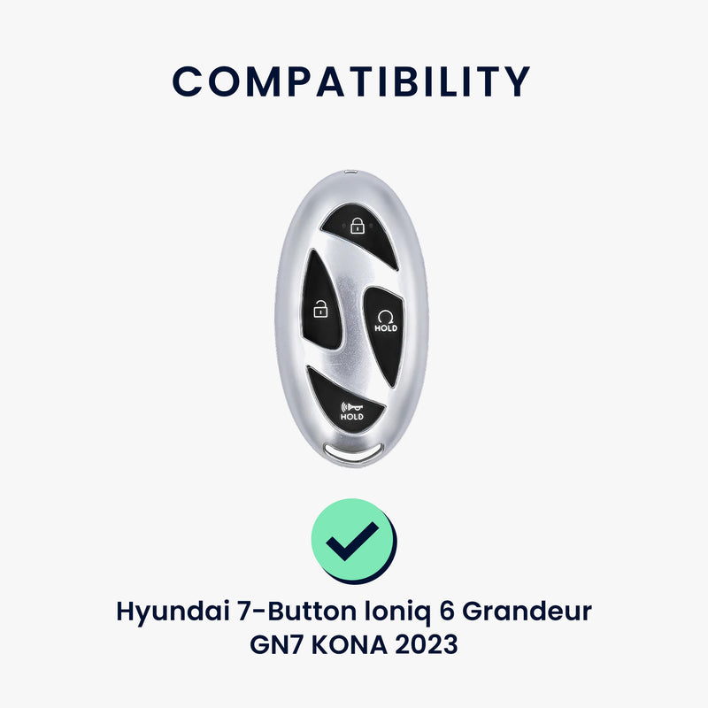 kwmobile Car Key Protection Case Compatible with Hyundai 7-Button Ioniq 6 Grandeur GN7 KONA 2023 Case - Silicone Key Cover