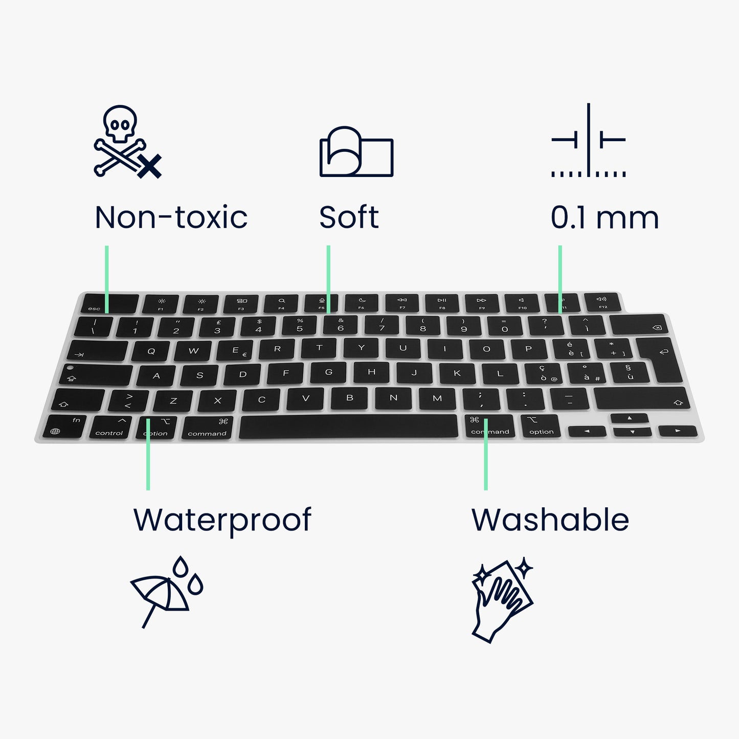Silicone Keyboard Protector QWERTY (Italian) compatible with Apple Macbook Air 15 M4 2025 A3241