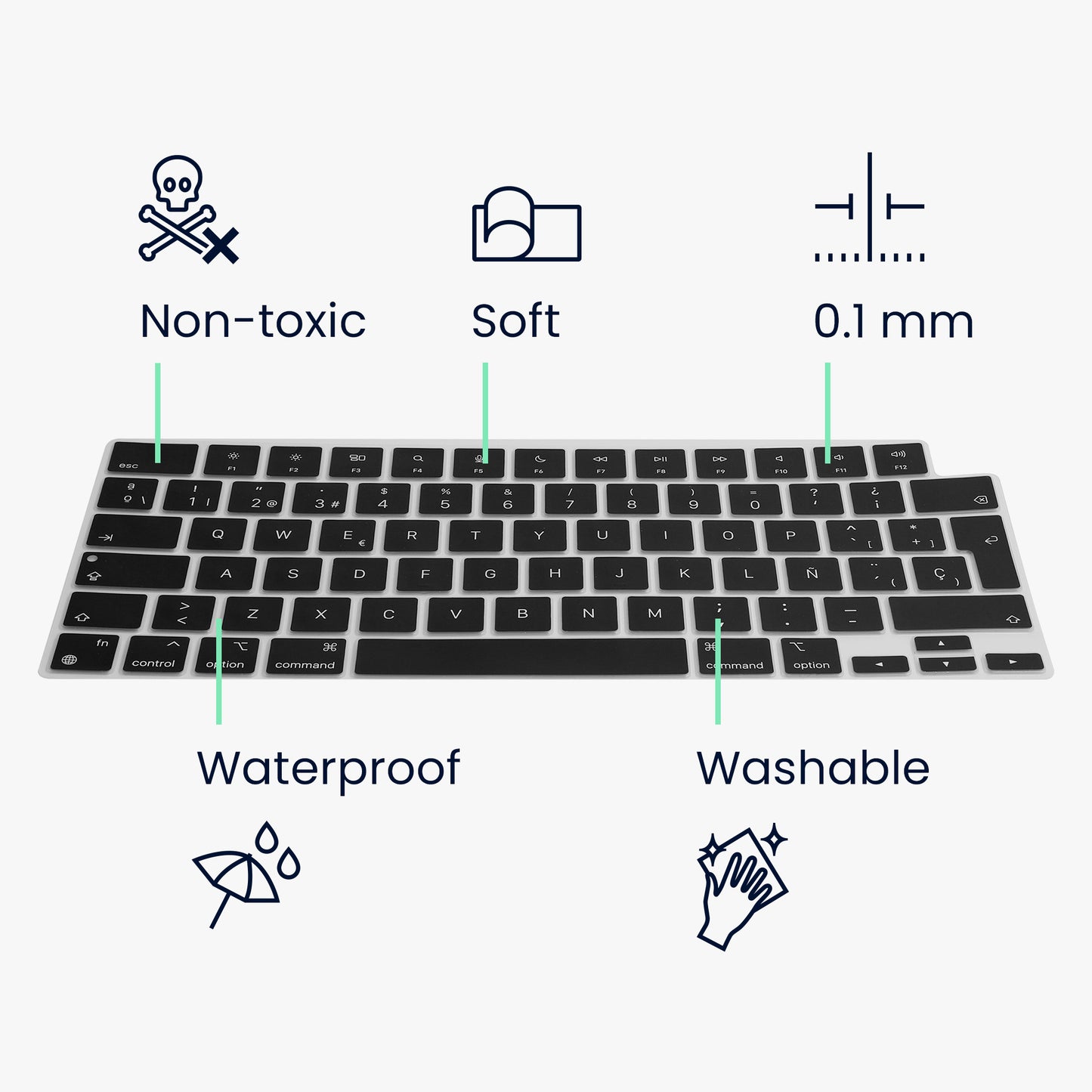 Silicone Keyboard Protector QWERTY (Spain) compatible with Apple Macbook Air 15 M4 2025 A3241