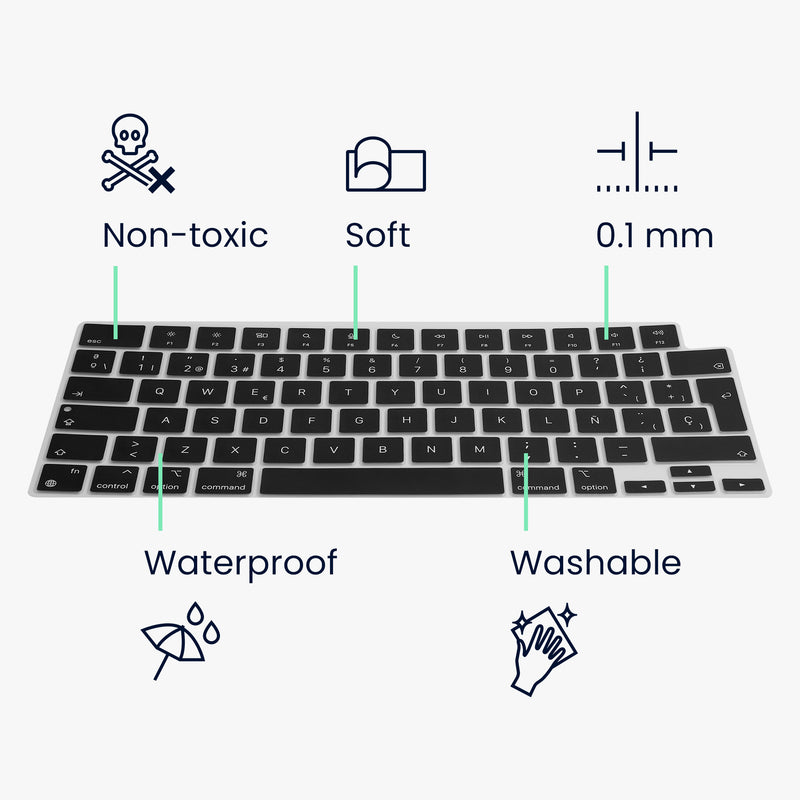 Silicone Keyboard Protector QWERTY (Spain) compatible with Apple Macbook Air 15 M4 2025 A3241