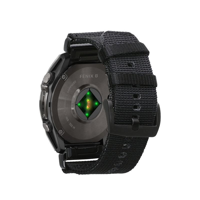 kwmobile Ersatzarmband kompatibel mit Garmin 26mm Fenix 8 51mm / Instinct 50mm / Fenix 7X / Fenix 6X Armband - Nylonarmband mit Quick-Fit Verschluss - Schwarz Schwarz  [dsg01]