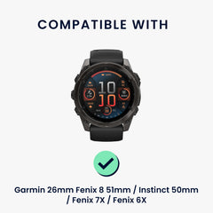kwmobile Ersatzarmband kompatibel mit Garmin 26mm Fenix 8 51mm / Instinct 50mm / Fenix 7X / Fenix 6X Armband - [dsg01]
