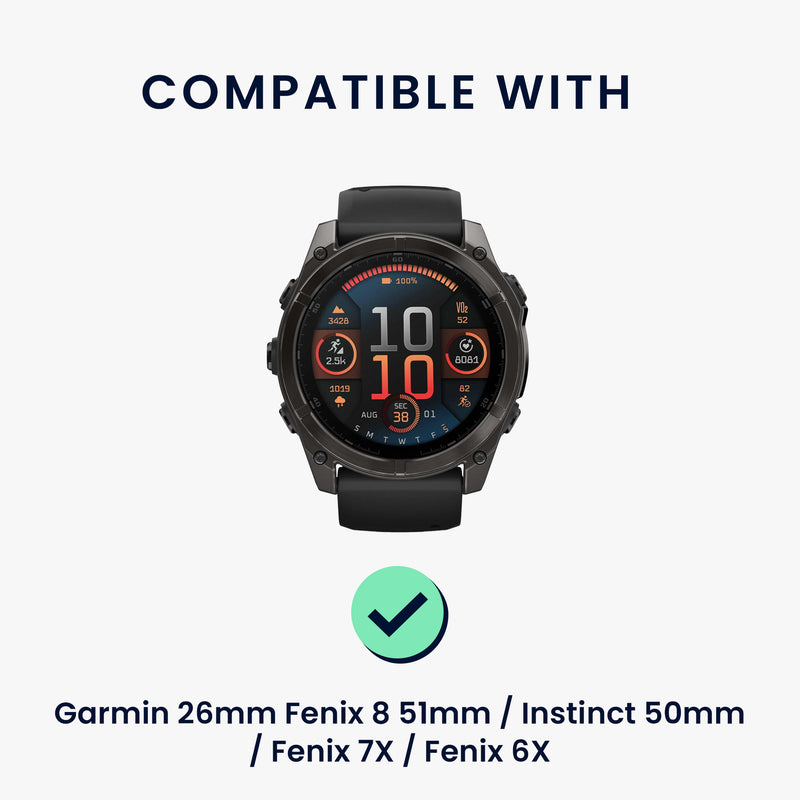 kwmobile Replacement Wristband compatible with Garmin 26mm Fenix 8 51mm / Instinct 50mm / Fenix 7X / Fenix 6X Band