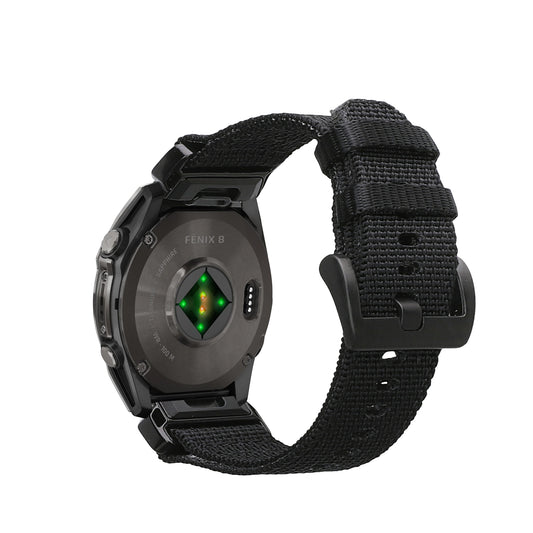 kwmobile Ersatzarmband kompatibel mit Garmin 20mm Fenix 8 43mm / Fenix 7S / Fenix 6S / Epix Pro 42mm Armband - Nylonarmband mit Quick-Fit Verschluss - Schwarz Schwarz  [dsg01]