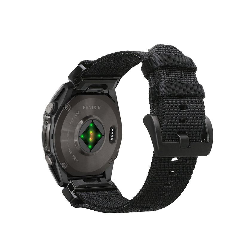 kwmobile Ersatzarmband kompatibel mit Garmin 20mm Fenix 8 43mm / Fenix 7S / Fenix 6S / Epix Pro 42mm Armband - Nylonarmband mit Quick-Fit Verschluss - Schwarz Schwarz  [dsg01]