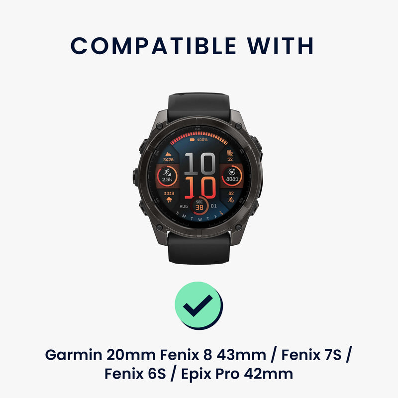kwmobile Replacement Strap Compatible with Garmin 20mm Fenix 8 43mm / Fenix 7S / Fenix 6S / Epix Pro 42mm Strap