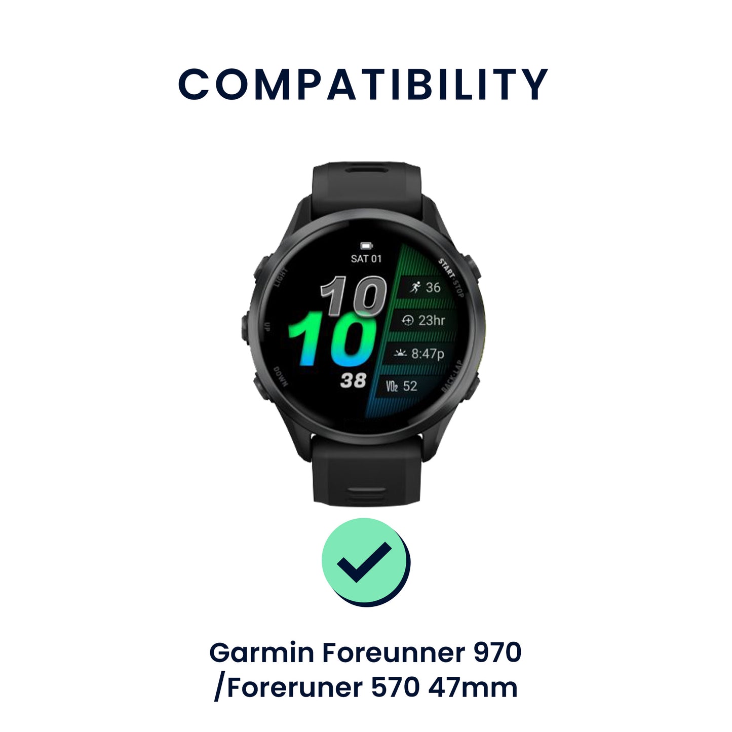 kwmobile Watch Strap for Garmin Forerunner 970 / Forerunner 570 47mm / Venu 3 Strap Fitness Tracker Band Set Replacement Strap Smartwatch