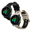 kwmobile 2x Uhrenarmband für Garmin Forerunner 970 / Forerunner 570 47mm / Venu 3 Armband - Fitnesstracker Band Set aus TPU Silikon - Ersatzarmband Smartwatch - Beige Schwarz Beige  [dsg02]