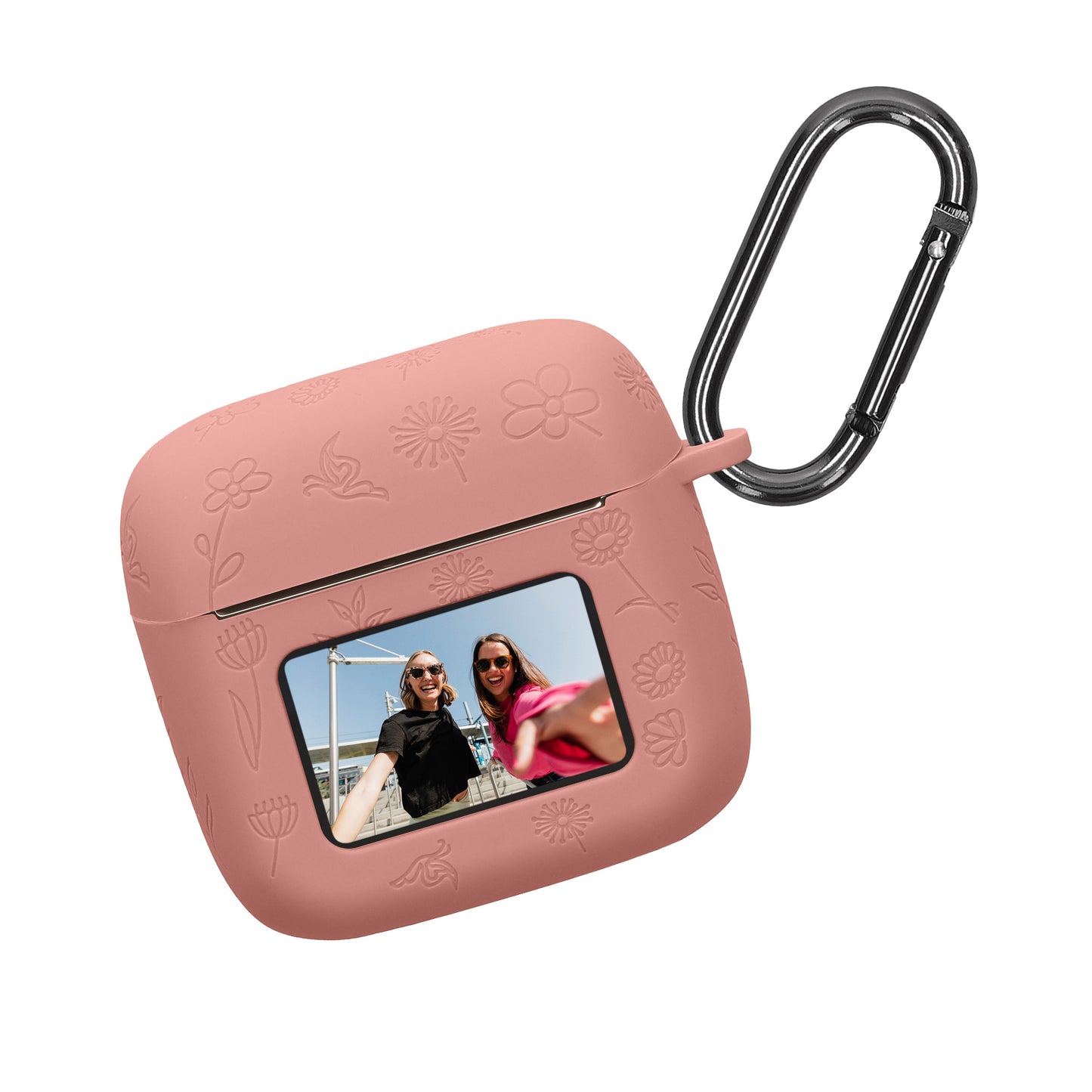 kwmobile Silikon Case für JBL Tour Pro 3 Hülle - Kopfhörer Schutzhülle mit Karabiner - Geprägtes Muster Dark Rose Dark Rose  [dsg01]