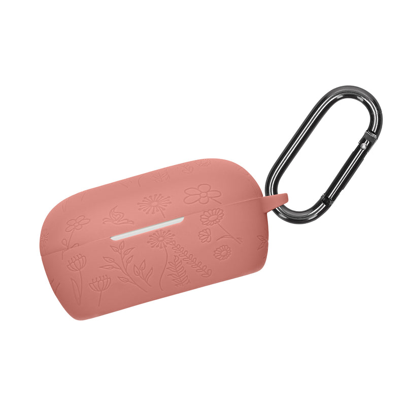 kwmobile Silikon Case für Bose QuietComfort Earbuds Hülle - Kopfhörer Schutzhülle mit Karabiner - Geprägtes Muster Dark Rose Dark Rose  [dsg01]
