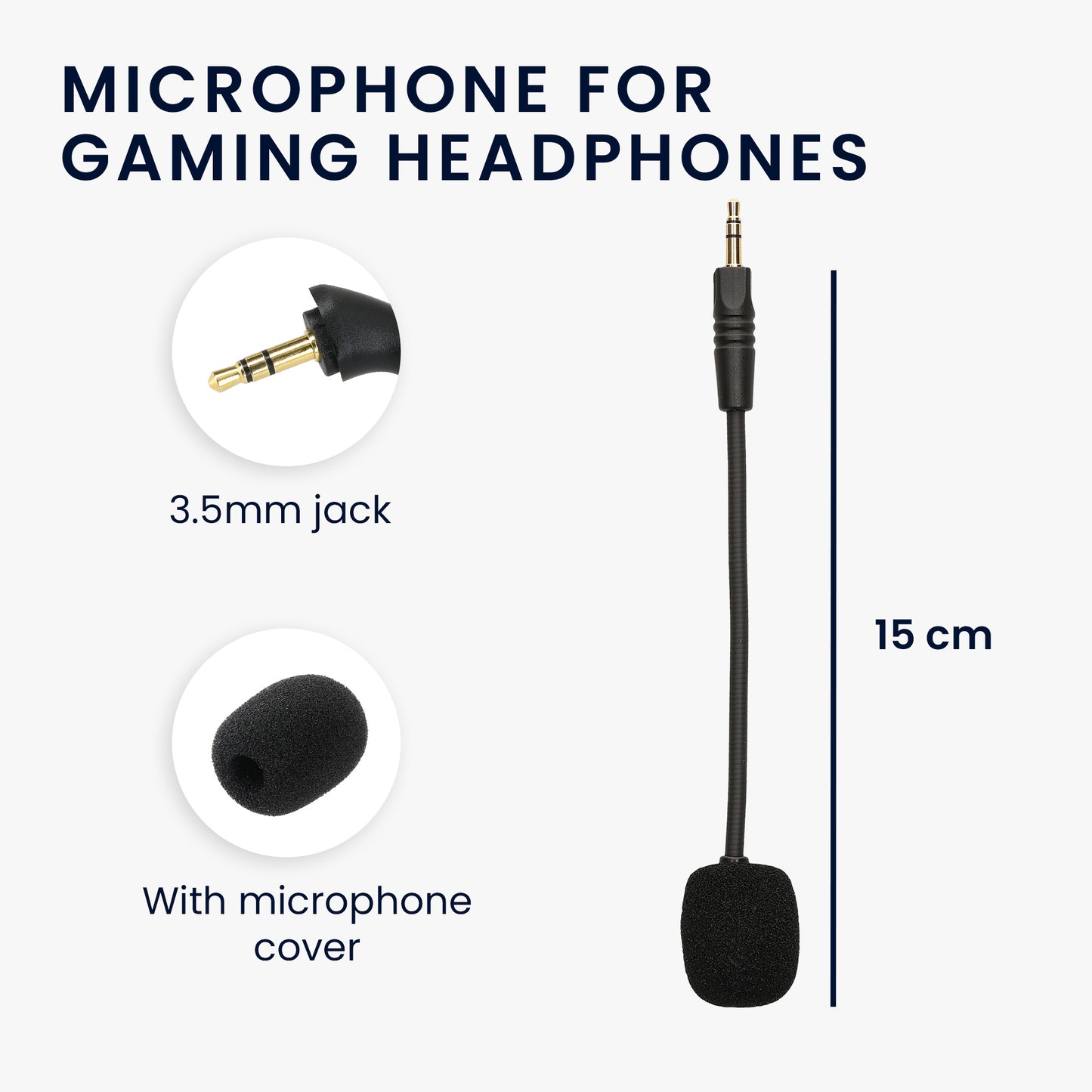 kwmobile Replacement Headphone Microphone compatible with Havit H2002D Headset - Gaming Headphones Microphone with 3.5mm Jack Plug