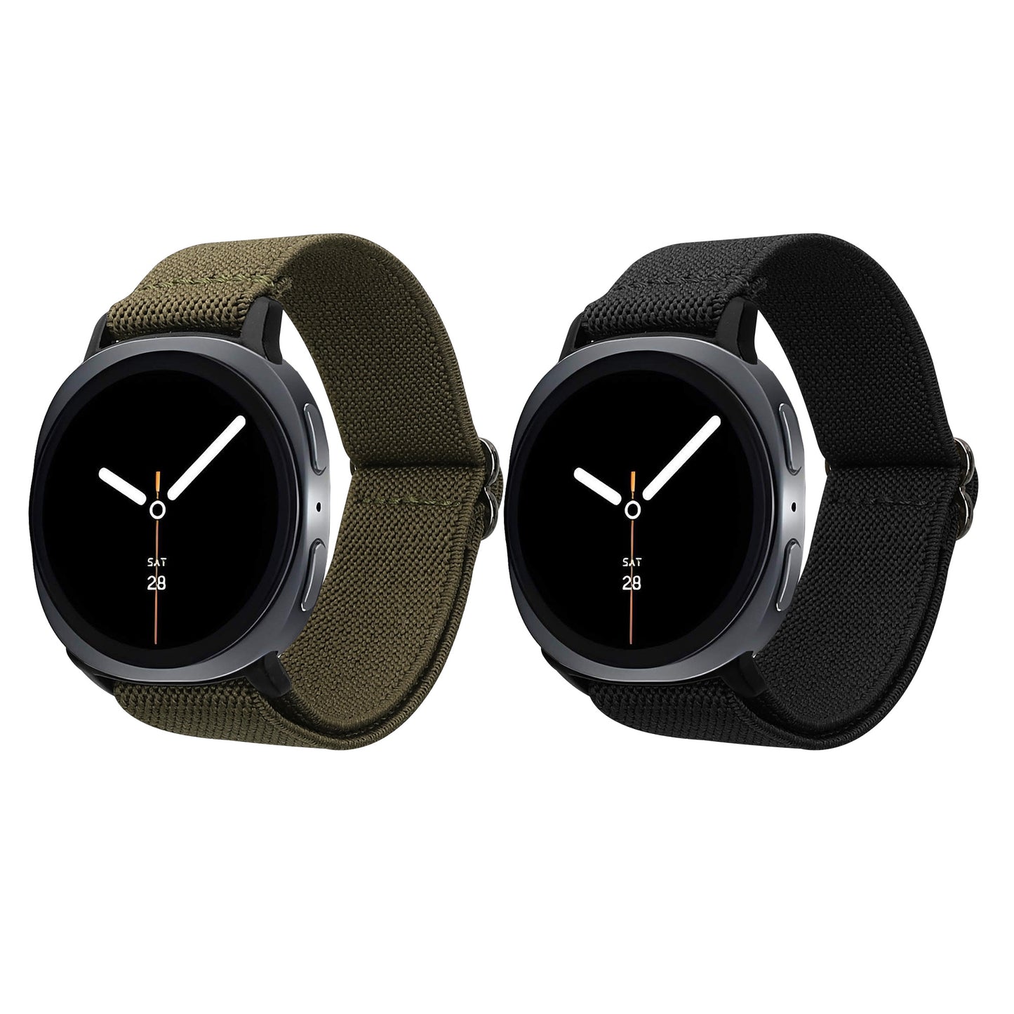 kwmobile 2x Uhrenarmband für Samsung Galaxy Watch 8 Galaxy / Galaxy Watch 8 Classic 46mm Armband - Fitnesstracker Band Set aus Nylon - Ersatzarmband Smartwatch - Schwarz Dunkelgrün Schwarz  [dsg01]