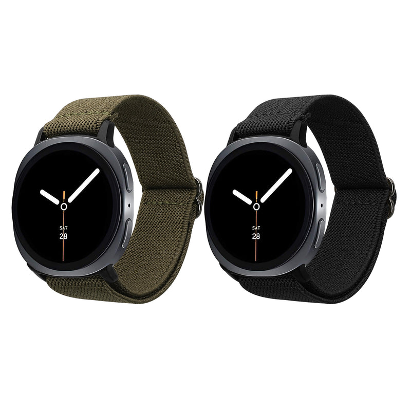 kwmobile 2x Uhrenarmband für Samsung Galaxy Watch 8 Galaxy / Galaxy Watch 8 Classic 46mm Armband - Fitnesstracker Band Set aus Nylon - Ersatzarmband Smartwatch - Schwarz Dunkelgrün Schwarz  [dsg01]