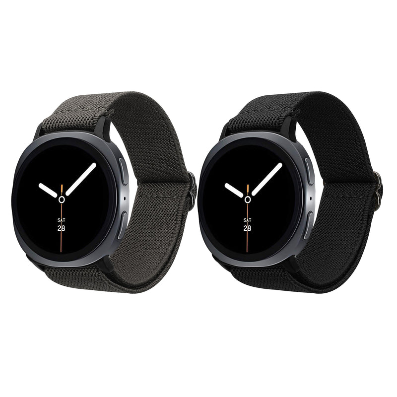 kwmobile 2x Uhrenarmband für Samsung Galaxy Watch 8 Galaxy / Galaxy Watch 8 Classic 46mm Armband - Fitnesstracker Band Set aus Nylon - Ersatzarmband Smartwatch - Schwarz Dunkelgrau Schwarz  [dsg02]